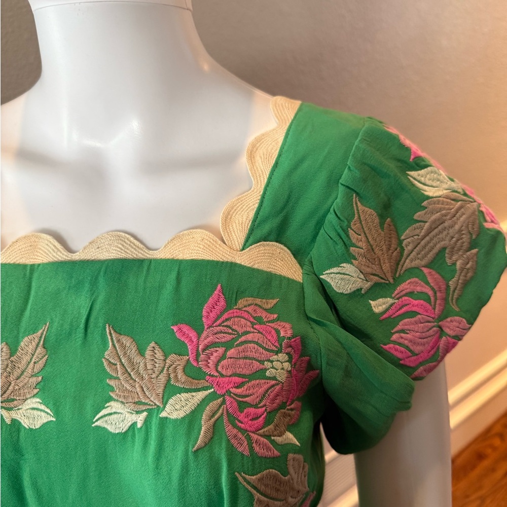 THML Green and Pink Embroidered Blouse - Picture 2 of 5